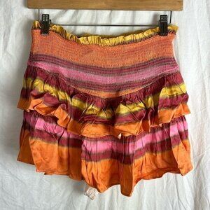 Cruz Mini Skirt Multicolored Striped Tired Size Small